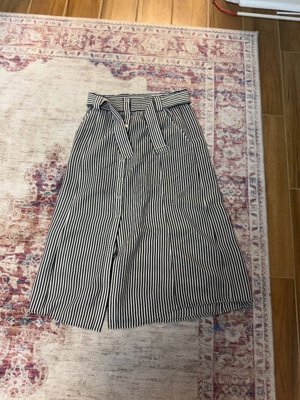 A.L.C Women's Long Black & Gray Stripped Skirt Size 2 In Great Shape!!